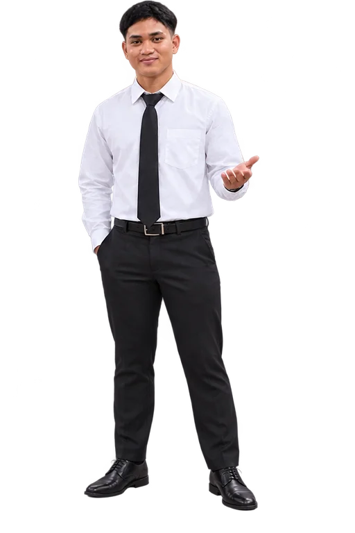 Stephen Mio Montenegro holding out an open palm